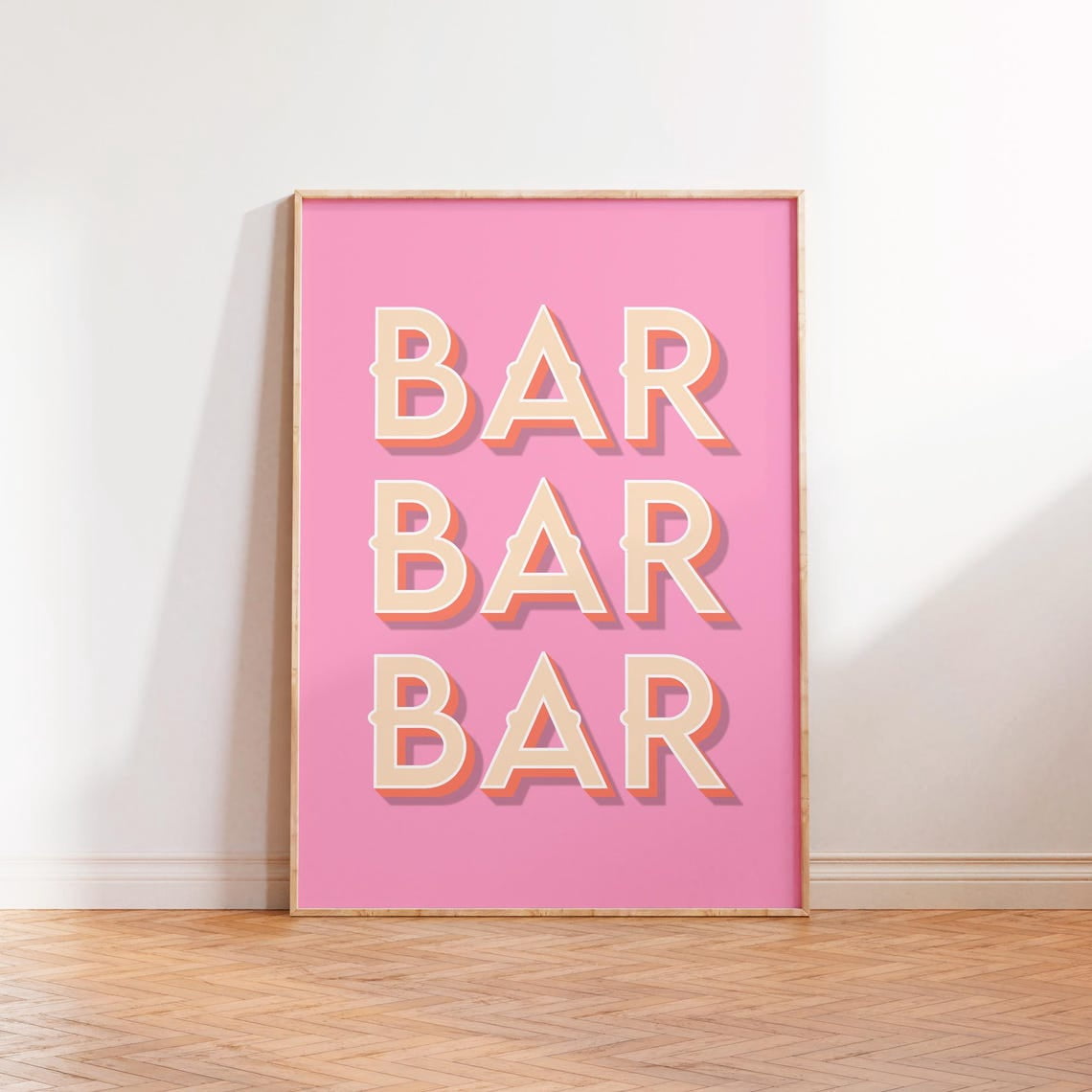 Bar Bar Bar Wall Art Print, Retro Home Bar Decor - Walmart.com