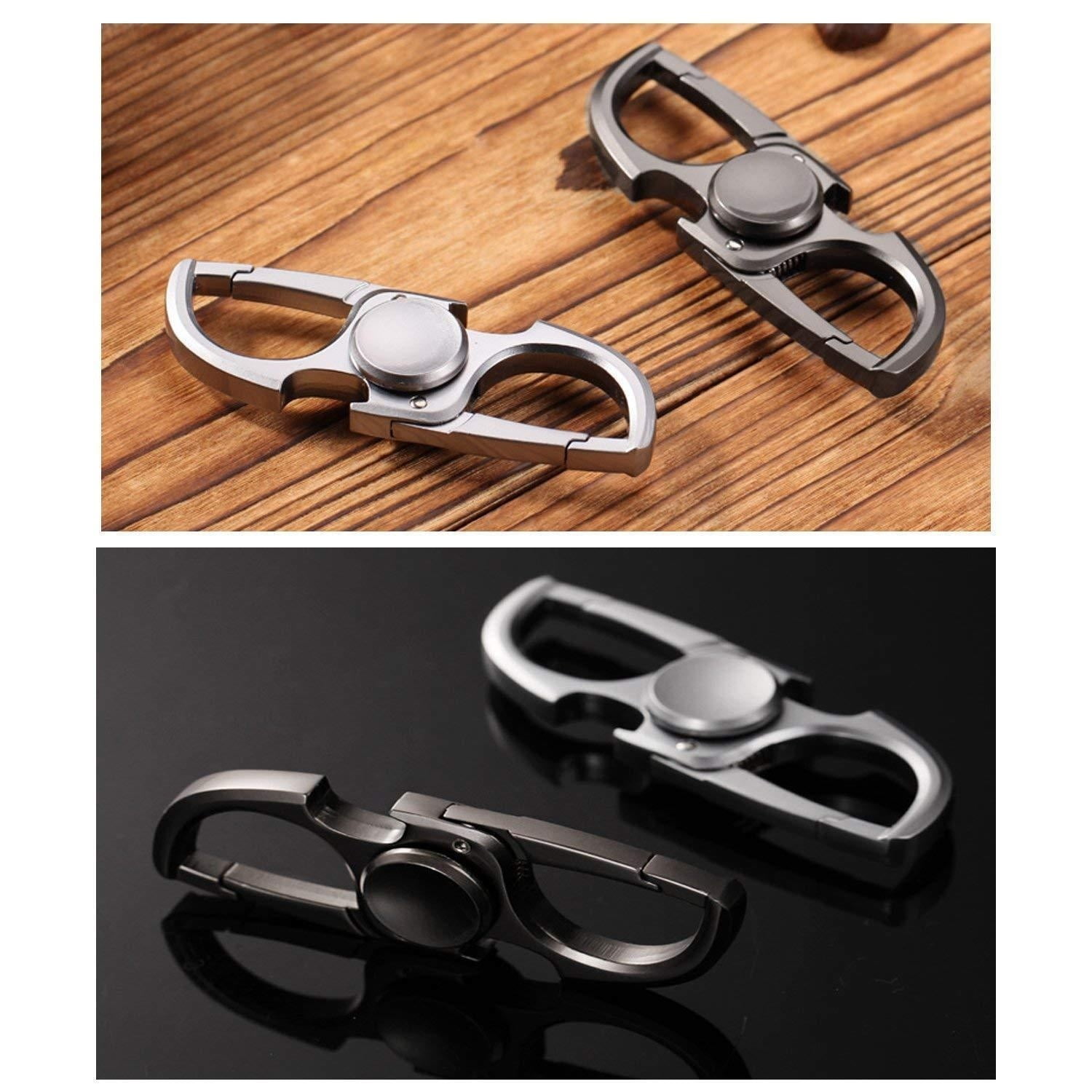 Bar Bottle Opener Key Chain Fidget Spinner With 2 Alloy Key Rings