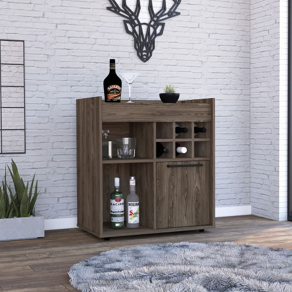 Bar Bar Storage Sideboard with Two Concealed Shelves, Six Wine Cubbies, Brown