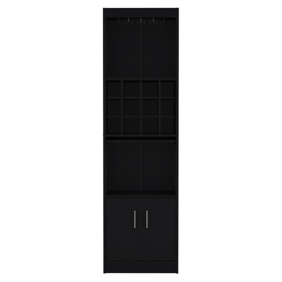 Bar Cabinet , Black For Living Room. Spacious 18.8"w X 17"h 18.5"d Storage Cabinet. Convenient Slide Shelf. 12 Bottle Areas. Upper Shelf With Wine Rack. Excellent Engineered Wood Room Hue. Spaces.