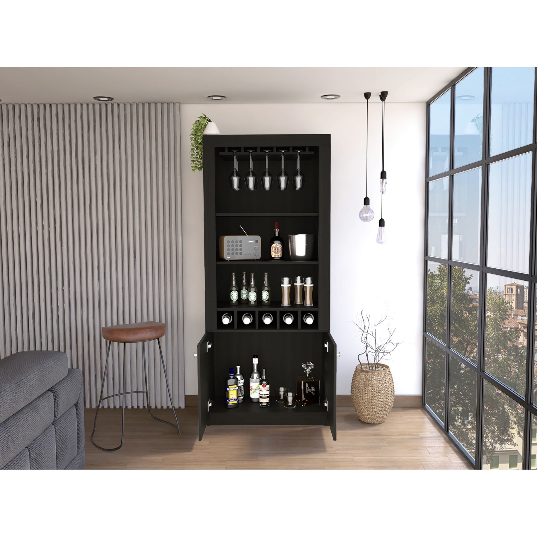 Bar Cabinet | Entertain Guests in Living Space with Wine Storage ...
