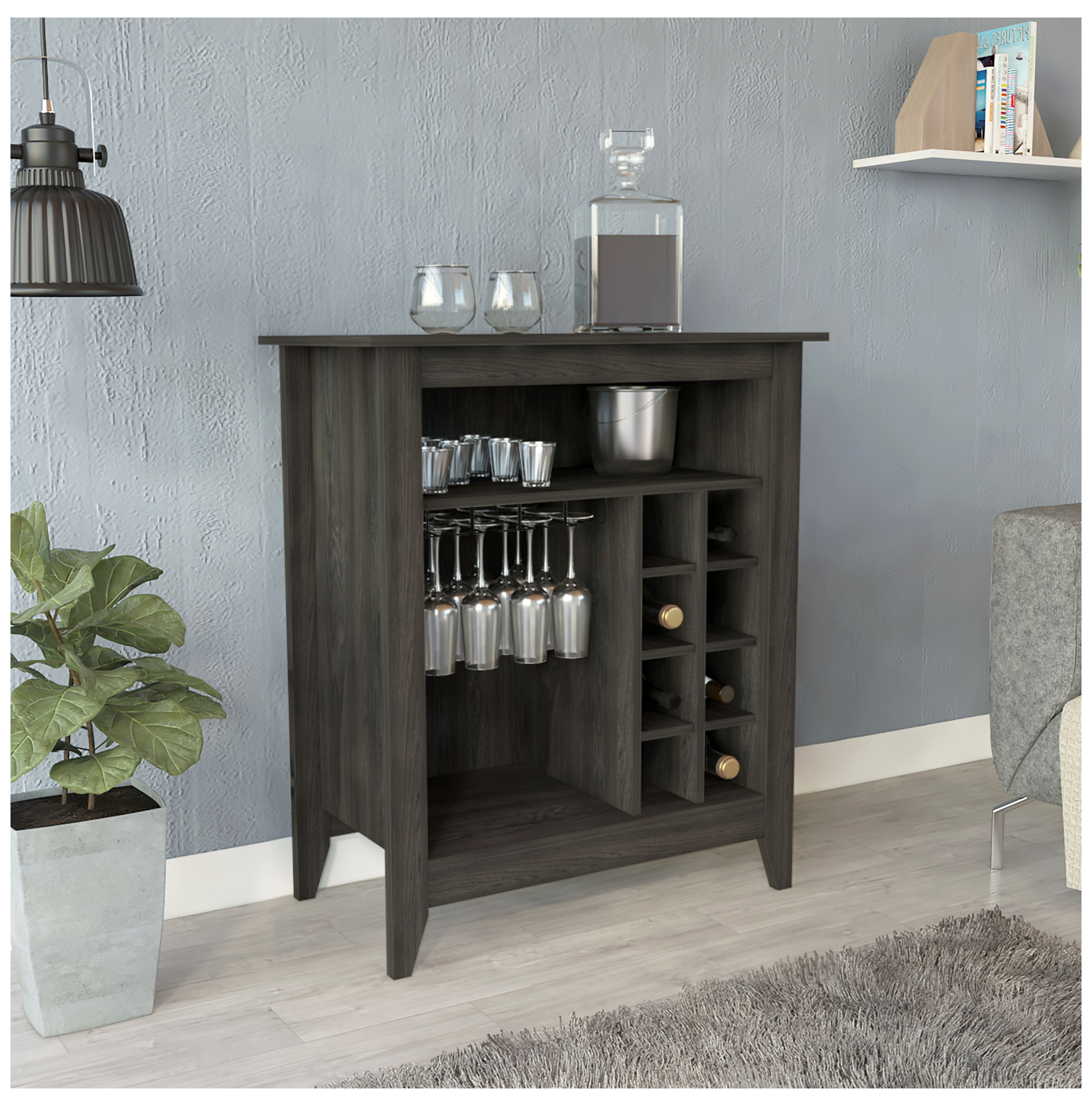 Bar Cabinet, One Open Shelf, Six Built-in Wine Rack, One Drawer ...