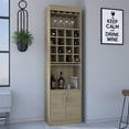 thumbnail image 1 of Bar Cabinet Of Pine, 71" Tall, Double Door Storage With Two Shelves, 16 Wine Rack Sections, 12 Glass Rack, Retractable Serving Tray, Bottle Liquor , Beige In High, Style, Spaces,, 1 of 6