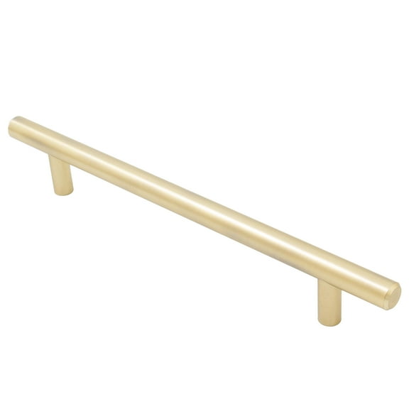 Bar Cabinet Pull, 160 Millimeters, 220mm Overall Length, Satin Brass by Stone Harbor Hardware