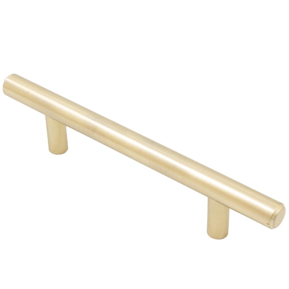 Bar Cabinet Pull, 96 Millimeters, 156mm Overall Length, Satin Brass by Stone Harbor Hardware