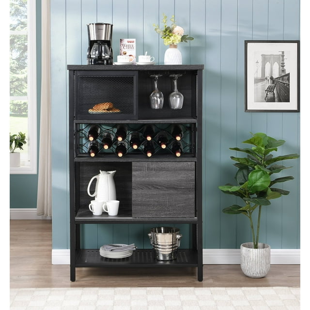 Bar with Wine Storage, Free Standing Wine Rack w/ 5Tier