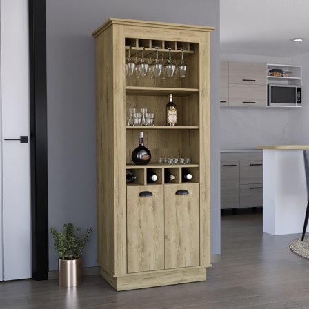 Bar Cabinet With 4 Rack And Contemporary Flair - Living Space Beige Modern Function Room Favorite
