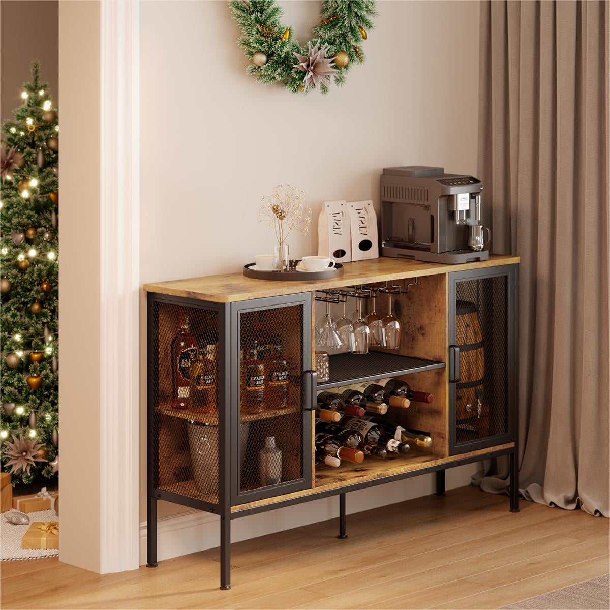 Bar for Liquor and Glasses, Lofka Wine with Wine Racks