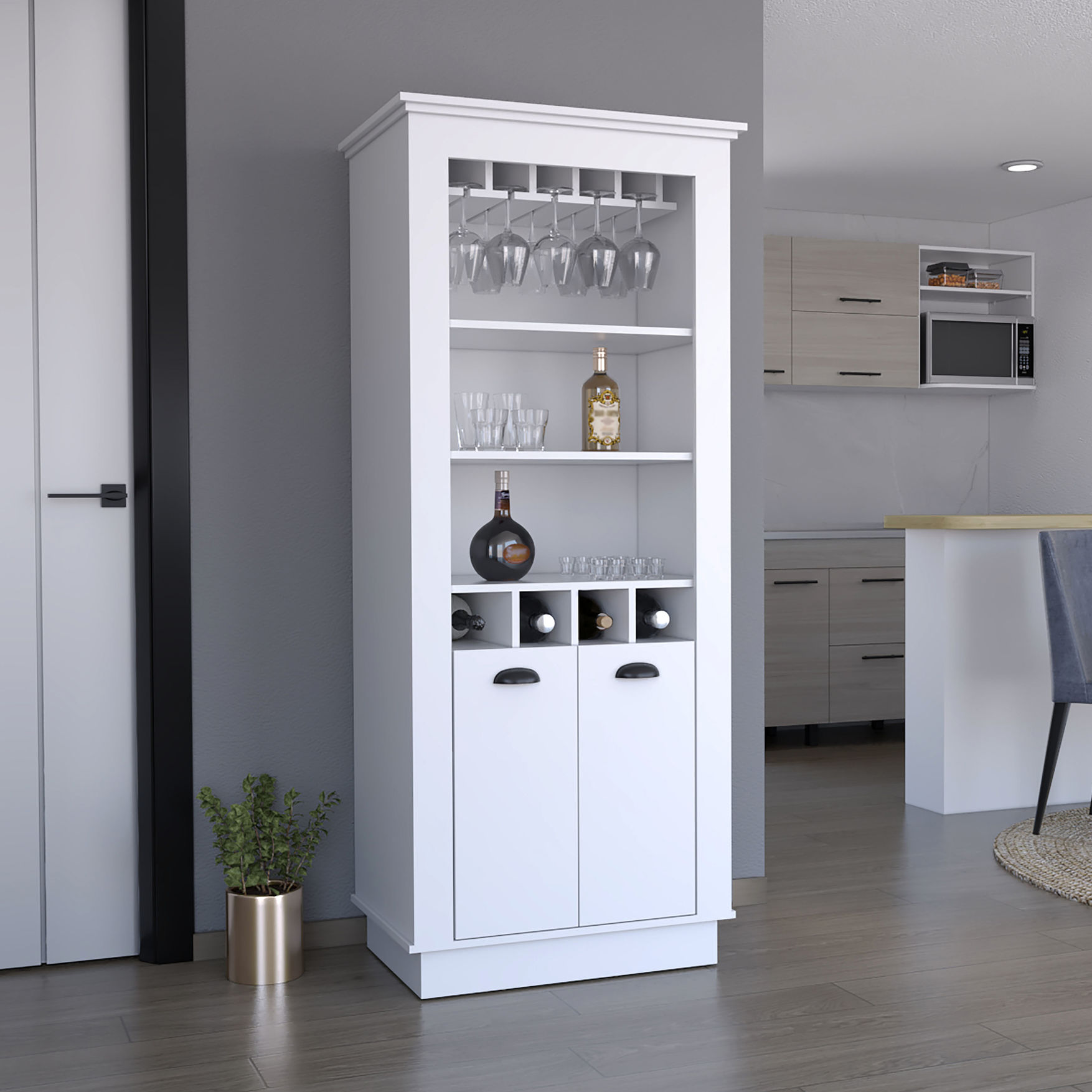 Bar Cabinet with 4-Bottle Racks and Shelves - Ideal Storage for Primary ...
