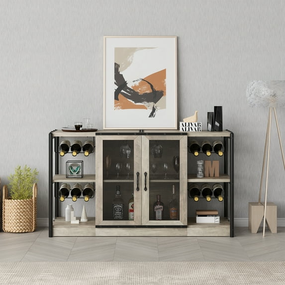 Bar Cabinet with Storage, Liquor Cabinet with Wine Rack for Liquor and Glasses, Bar Furniture for Dining Room, Living Room, Kitchen