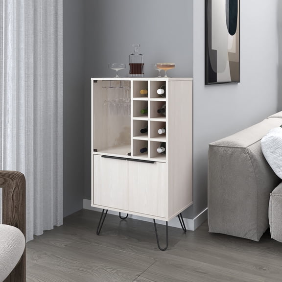 Bar Cabinet with Wine Glass Display and Storage / Enhances Living Room Decor