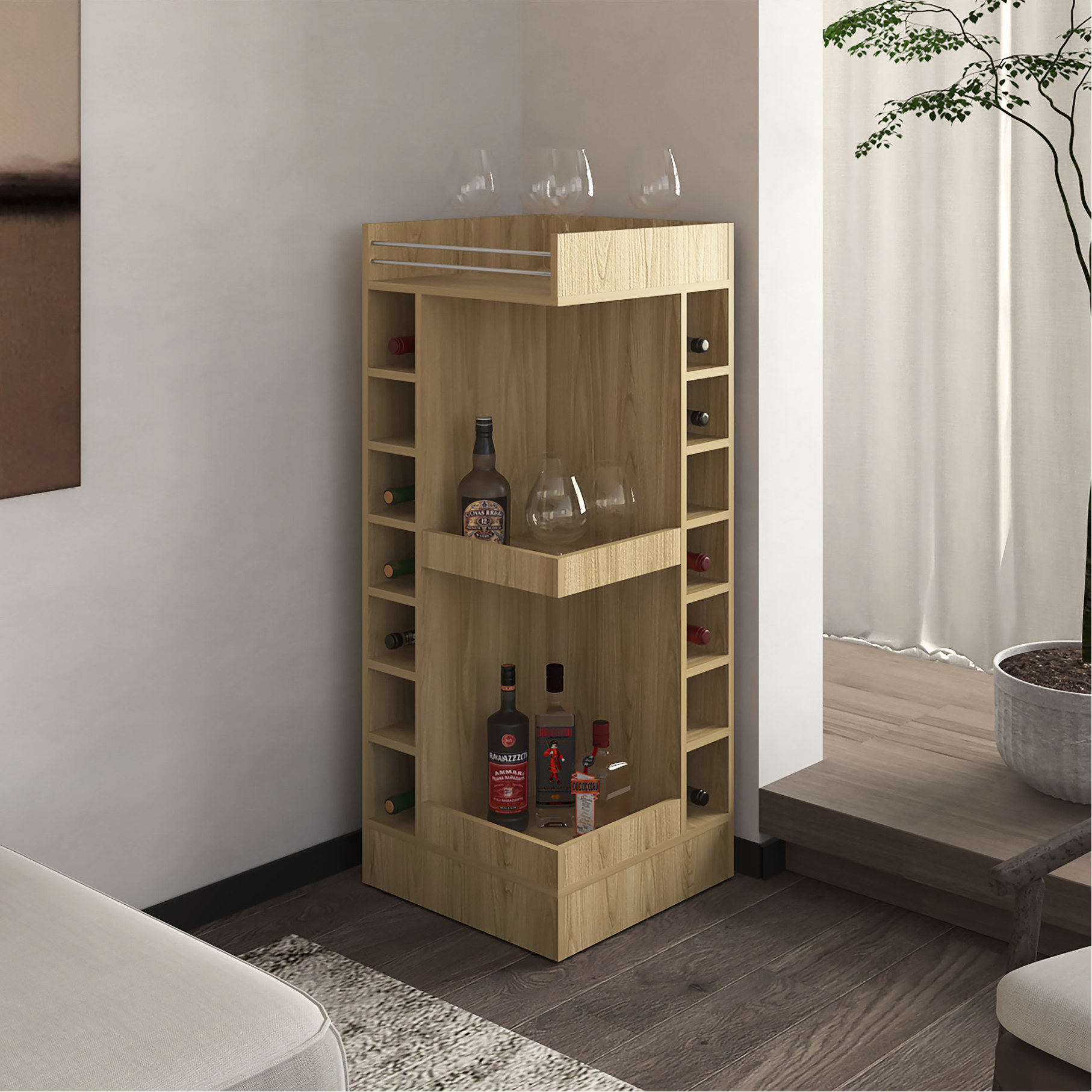 Bar Cabinet with Wine Storage | Corner Design for Space | Scratchproof ...