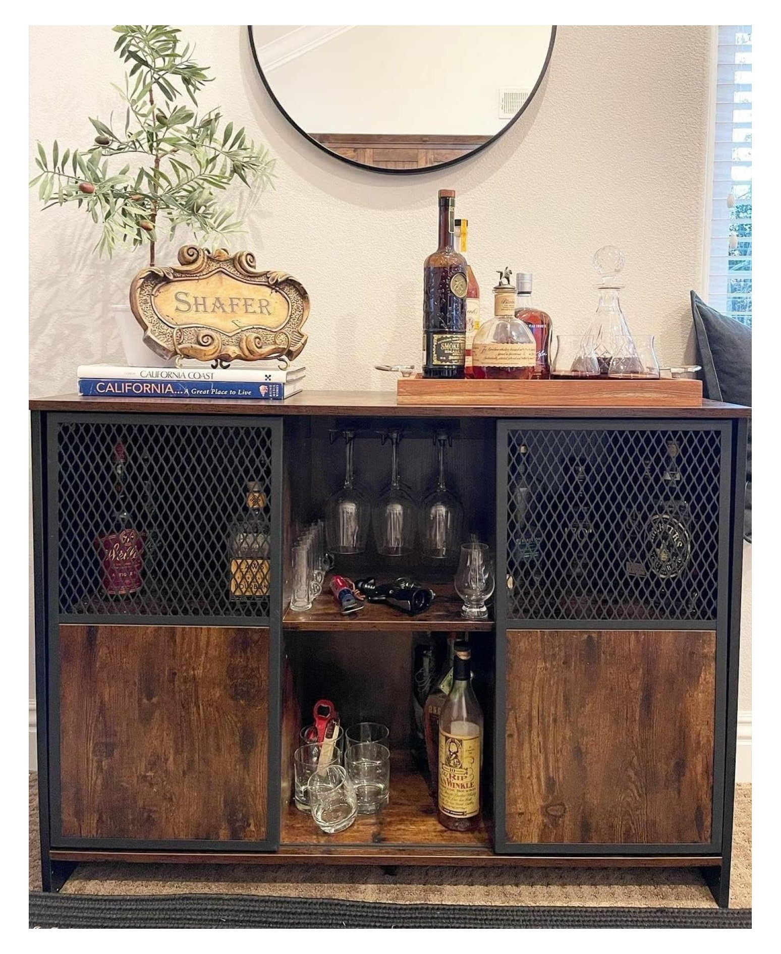 Bar for Liquor and Glasses,Wine Coffee Bar for Home