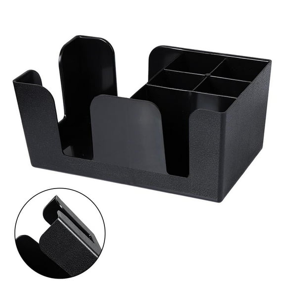 Bar Caddy with 6 Compartments – Heavy Duty Refillable Bar Organizer, Plastic Napkin, Straw & Toothpick Holder – Large Capacity Bar Storage for Bars, Restaurants, Cafes, Home Bar, Parties