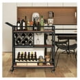 thumbnail image 1 of Bar Cart 3-Tier on Wheels, Kitchen Serving Cart with Wine Rack & Glass Holders, Rustic Brown, Metal Frame, 41"x14"x37", 200lbs Capacity, Home Bar & Kitchen Storage, 1 of 9