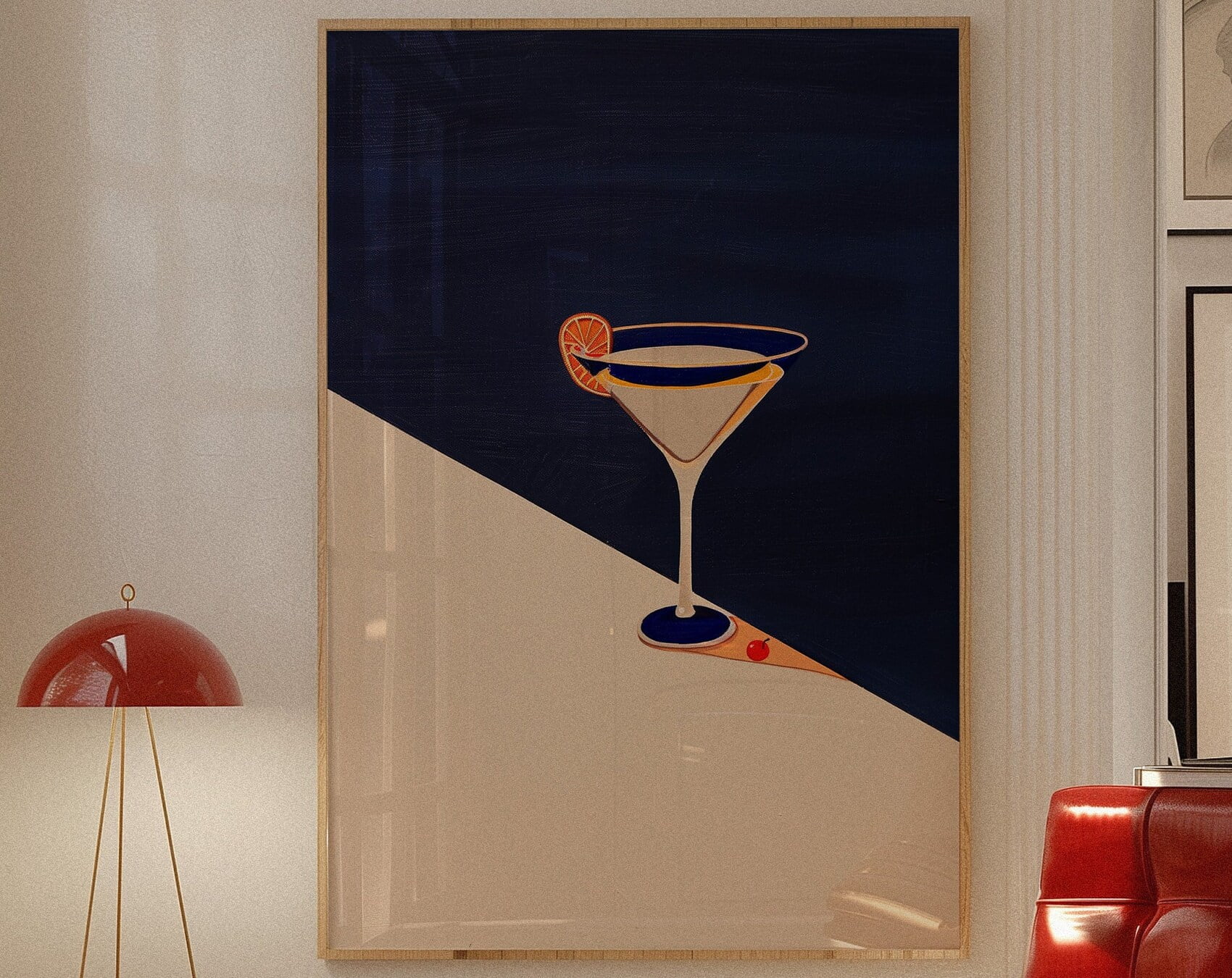Bar Cart Decor Martini Print Trendy Poster Retro Kitchen Decor Mid ...