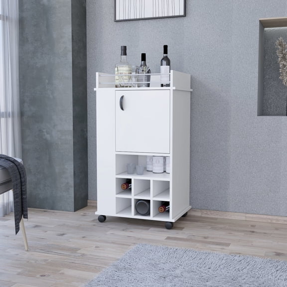 Bar Cart | Easy Relocation for Socializing, Showcase Bottles on Side Shelves | CPSIA Compliant Pine | Keep Wine Collection in Order