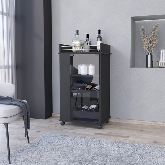 Bar Cart | Easy to Move for Appetizer and Drink Display | TSCA Compliant and High-Quality | Solves Space Problem with Side Shelves