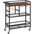 thumbnail image 1 of Bar Cart for Home, 3-Tier Serving Cart with Wheels and Handle, Beverage Cart with Wine Rack and Glass Holders, Rolling Wine Cart for Kitchen, Dining Room, Rustic Brown RCHR6101, 1 of 9