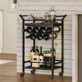 thumbnail image 1 of Bar Cart, Home Bar Serving Cart, Kitchen Cart, Small Bar Cart Black with Wine Rack, Beverage Cart, Cocktail Bar Cart for Home Party, Living Room, Kitchen, Rustic Brown and Black BC05BK, 1 of 17