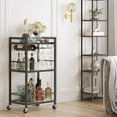 thumbnail image 1 of Bar Cart, Home Bar Serving Cart with 3-Tier Mirrored Shelf, Drink Cart, Mobile Kitchen Shelf with Wine Rack, Rolling Beverage Cart, Black, 1 of 17
