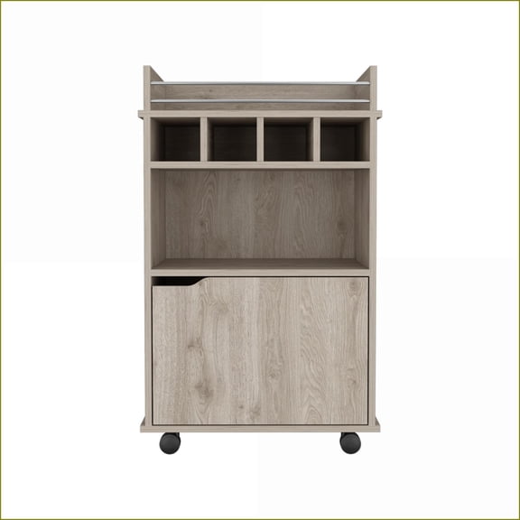 Bar Cart Kinsley with Storage | Light Pine | Engineered Wood | Beige
