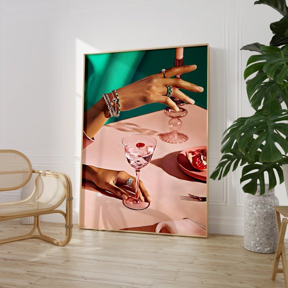 Bar Cart Print, Alcohol Cheers Print, Pink Drink Printable Wall Art, Keep'em Coming Wall art, Preppy Wall decor, Pink Bar Cart Accesories,Dining Room Decor, Art Deco, Frameless 8x10inch
