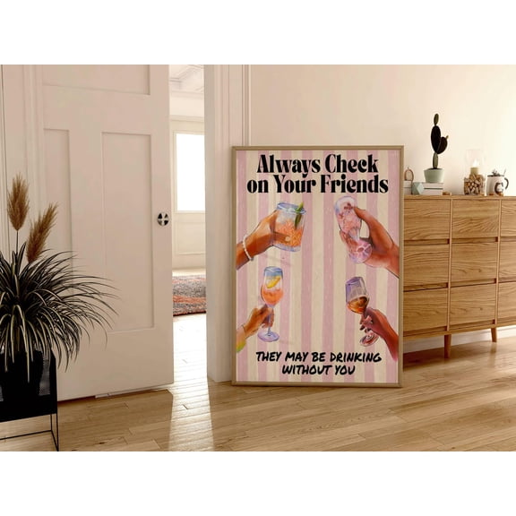 Bar Cart Print, Cheers Print, Bar Cart Decor, Retro Kitchen Wall Art, Bar Cart Art, Trendy Wall Art, Drink Print, Maritni Wall Art, Cheers #1484, Unframed Poster Size 12x18