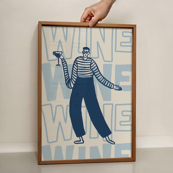 Bar Cart Print Wine Poster Trendy Kitchen Wall Art Retro Bar Cart Decor Trendy Kitchen Poster Vintage Drinks Poster Wall Art Blue Wall Art, Modern Wall Decor, 8x12 UNFRAMED
