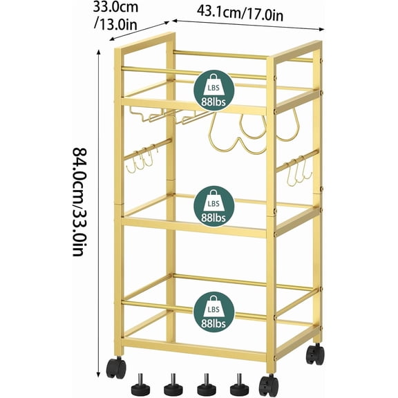 Homedawn Bar Cart, Gold