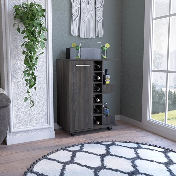 Bar Cart with Two External and Enclosed Shelves | Ideal for Versatile Storage in Living Spaces | Using Particle Board | Addresses Multiple Storage Needs