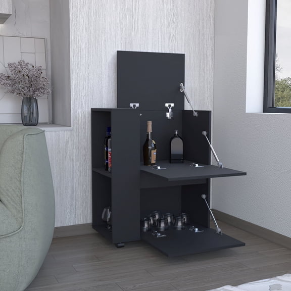 Bar Cart | Used for Serving Drinks at Parties | Pine Particle Board with Laminated Finish | Compact Size for Flexible Placement
