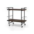thumbnail image 1 of Bar Cart with Wheels, Lockable Rolling Utility Cart - Rustic Brown - Heavy Duty Metal Frame, 2 Tier Service Cart for Kitchen, Dining Room, Living Room, 1 of 7