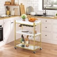 thumbnail image 1 of Bar Cart White Marble 3 Tiers Removable Storage Tray with Wine Rack & Wine Glasses Holder,Rolling Beverage Mobile Bar Serving Cart with Handle Wood and Gold Steels Home Kitchen Shelf for Party, 1 of 9