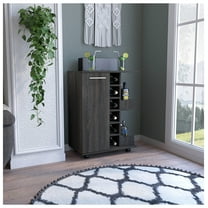 Bar Cart with Wine Storage, Espresso Finish - Rolling Serving Cart with Cabinet & Open Shelves - Home Bar Furniture for Living Room, Kitchen, Dining Room