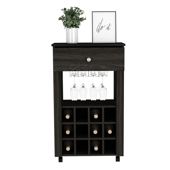 Bar Cart With Twelve Wine , Four Legs In Distinctive Resilient Carbon