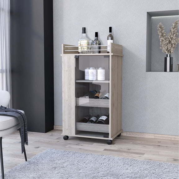 Bar Cart with 2-Side Shelves and Smooth Casters - Perfect for Home Entertainment and Mixing