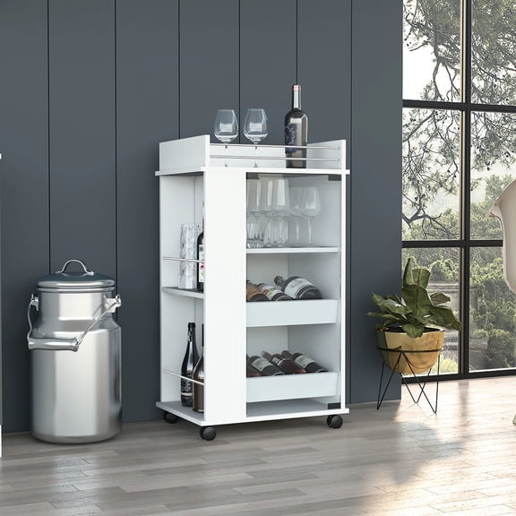 Bar Cart with Glass Door | Showcase Libations in Living Room