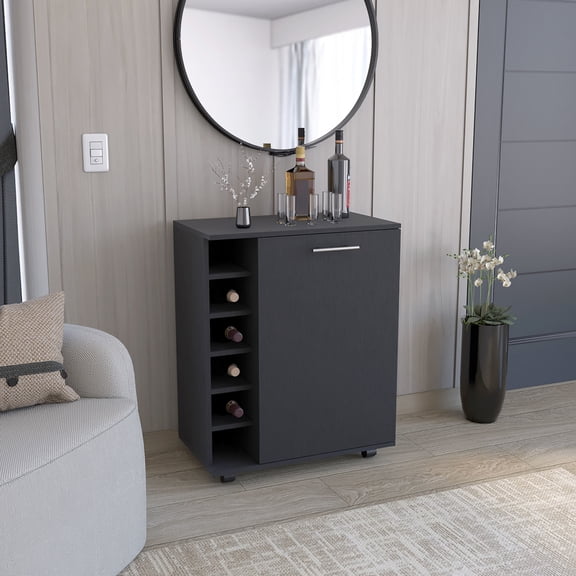 Bar Cart with Integrated Wine Slots | Useful for Dining Room Drink Preparation