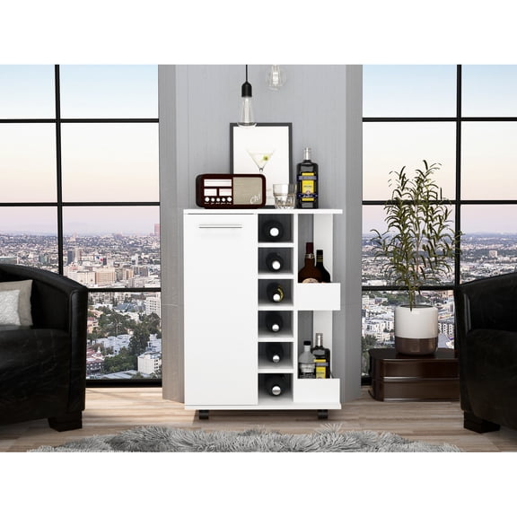 Single Door Cabinet - Closed Storage Option - Conference Room Bar - Discreet Alcohol Storage