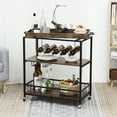 thumbnail image 1 of Bar Carts on Wheels for Home, Microwave Cart with Storage Coffee Cart Rolling Bar Serving Wine Cart with Removable Top Tray Outdoor Industrial Vintage Style, 1 of 9