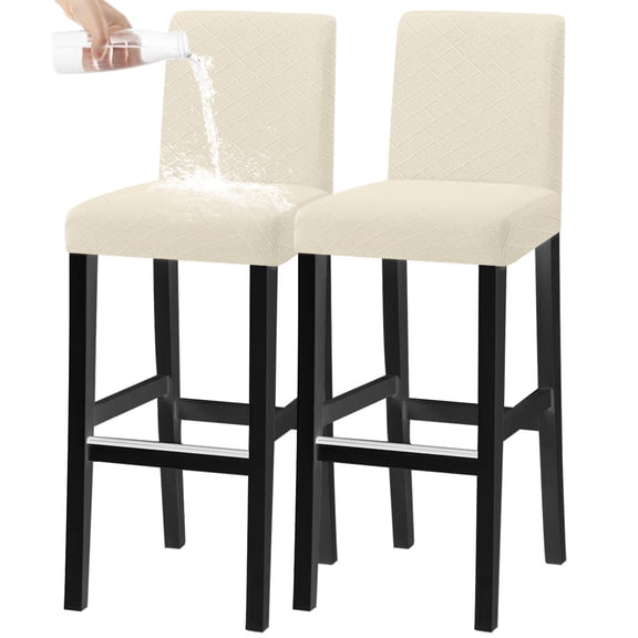 Bar Chair Covers Waterproof,Set of 2/4/6 Stretch Pub Chair Slipcover Universal Removable Washable Non-slip Jacquard Counter Height Bar Stool Covers for Cafe Kitchen Hotel-2-Beige