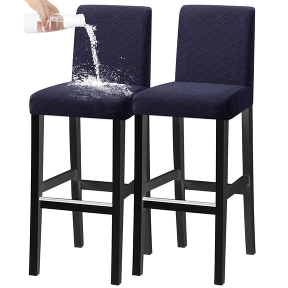 Bar Chair Covers Waterproof,Set of 2/4/6 Stretch Pub Chair Slipcover Universal Removable Washable Non-slip Jacquard Counter Height Bar Stool Covers for Cafe Kitchen Hotel-2-Navy blue