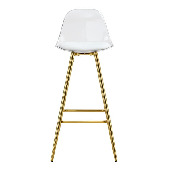 Bar Chair Set Of 2, Upholstered Barstools With Metal Leg, PU Leather Kitchen Counter Height Bar Stool With Footrests For Dining Room Kitchen Living Room