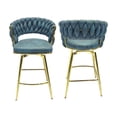 thumbnail image 1 of Dining Room Seating 26" Bar Chair Suede Woven Bar Stool Set of 2,Golden legs Barstools No Adjustable Kitchen Island Chairs,360 Swivel Bar Stools Upholstered Bar Chair Counter Stool Arm Chairs with Ba, 1 of 14