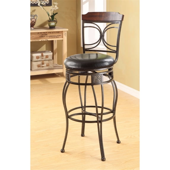 Benzara Tavio Bar Chair With Swivel, Brown & Black , Set-2