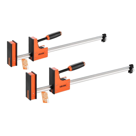 Bar Clamps 2 Pack 24 Inch Parallel Clamp Set 1500 lbs Load Limit F Clamp High Strength Plastic Carbon Steel Woodworking Metal Working Orange