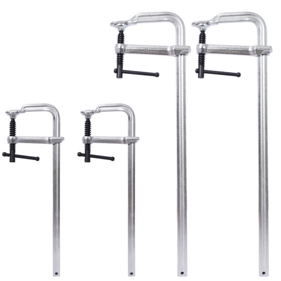 Bar Clamps Set, 4 Pack Drop Forged 40Cr Alloy Steel F Clamps, 2Pcs 12 Inch x 3 Inch & 2Pcs 20 Inch x 4-3/4 Inch Throat, 1400 Lbs Clamping Force for Welding Woodworking Metal Fabrication