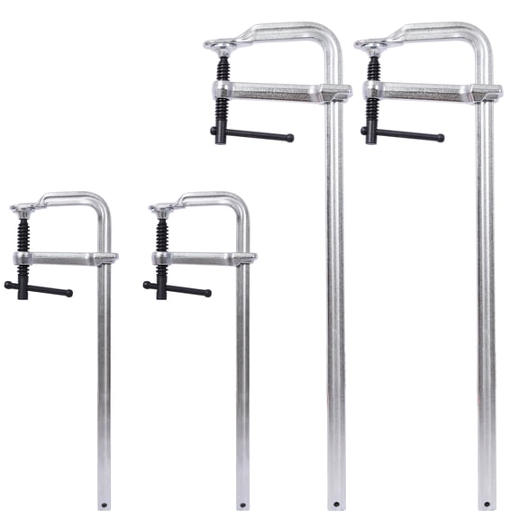 Bar Clamps Set,Drop Forged Steel Bar Clamps,Steel F Clamps for Welding,Woodworking,Metal Working,Diy and Crafts,2 Pcs 12 Inch X 3Inch+ 2Pcs 16Inchx4-3/4",4Pcs Pack,Silver Steel
