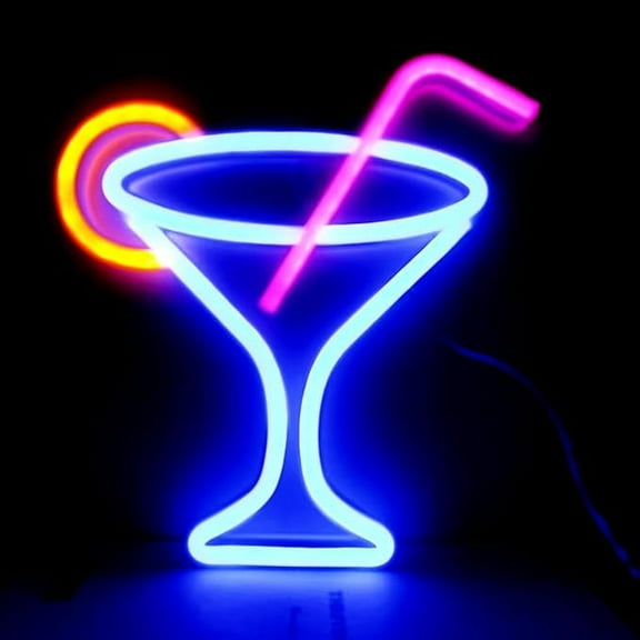 WE Bar Cocktails Neon Sign,Led Wine Glass Neon Light Battery and USB Dual Powered Bar Neon Night Light Signs for Wall Decor,Cocktails Night Lamp for Bar